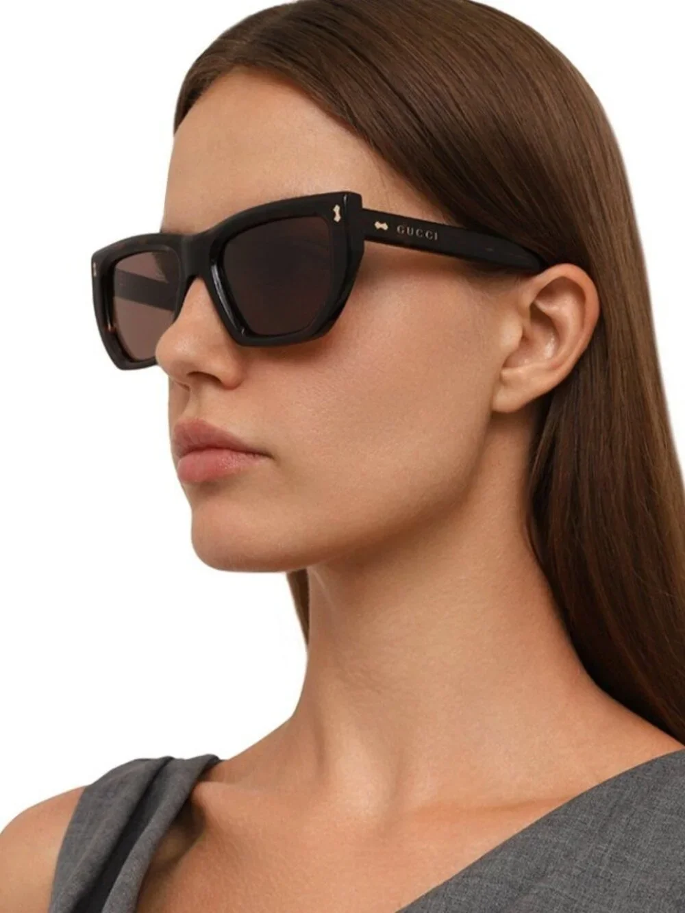 New Gucci Brown Women Cat Eye Sunglasses GG1520S 002
